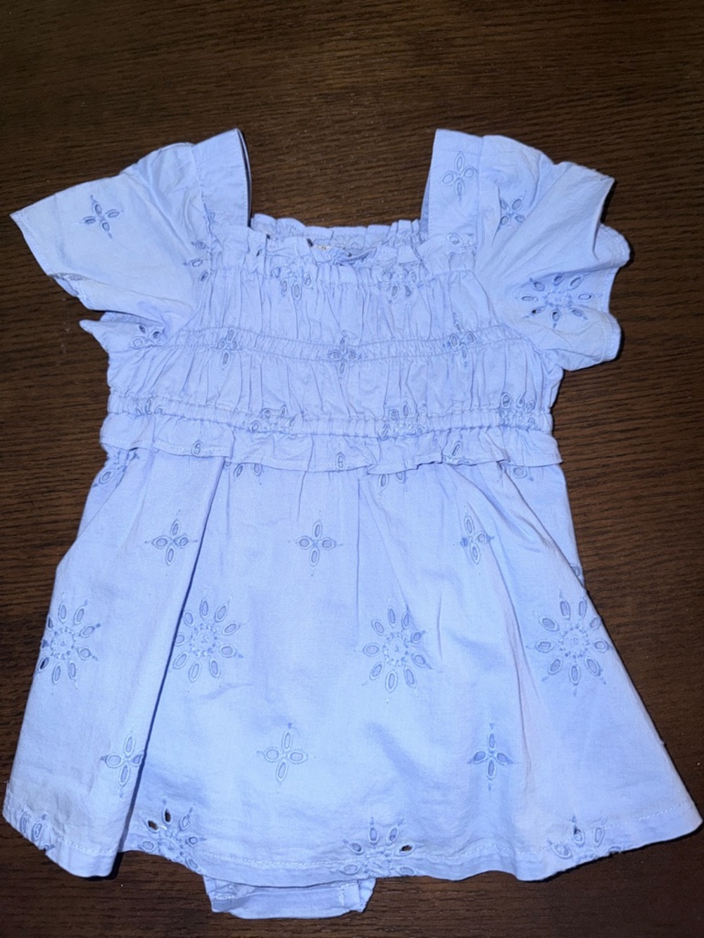 Blue Smocked Eyelet Baby Dress 2 Piece Set